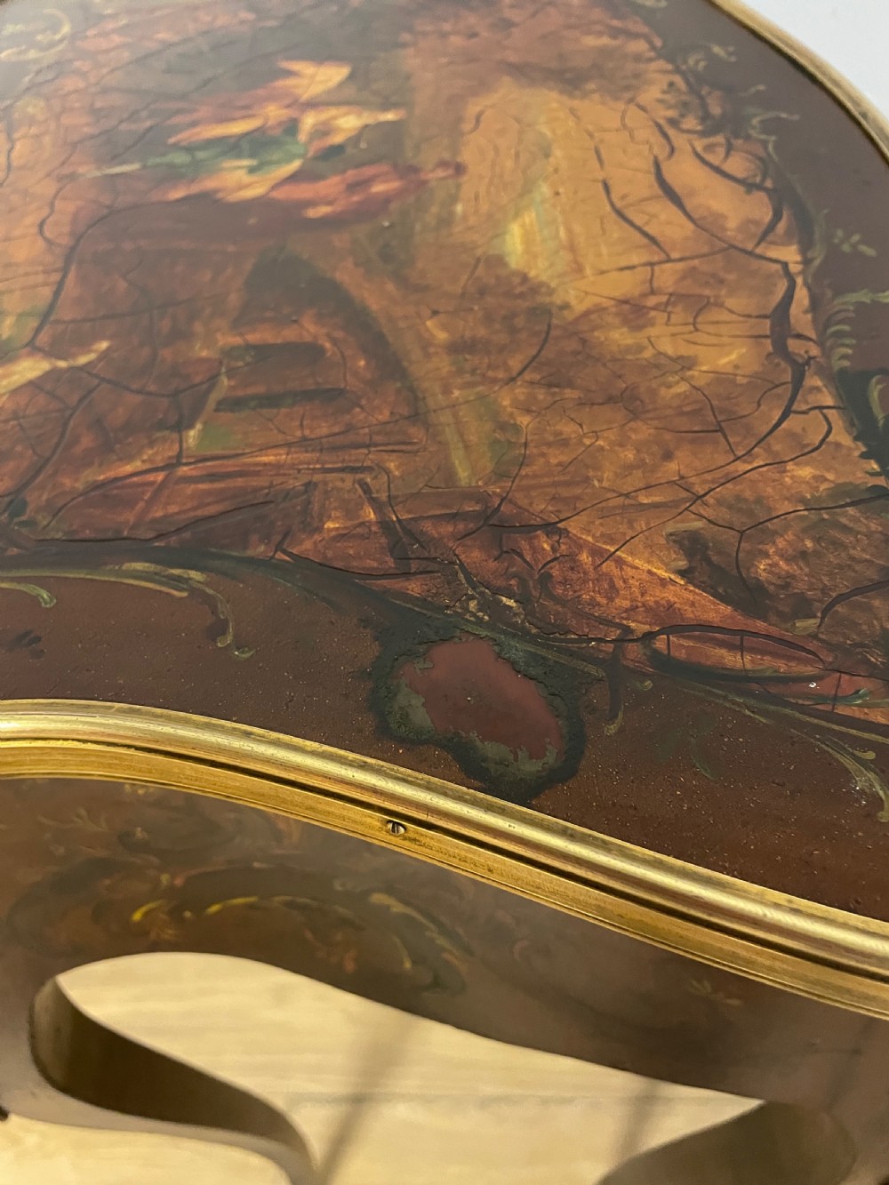 Edwardian Vernis Martin French side table with gilt mounts  View VIII