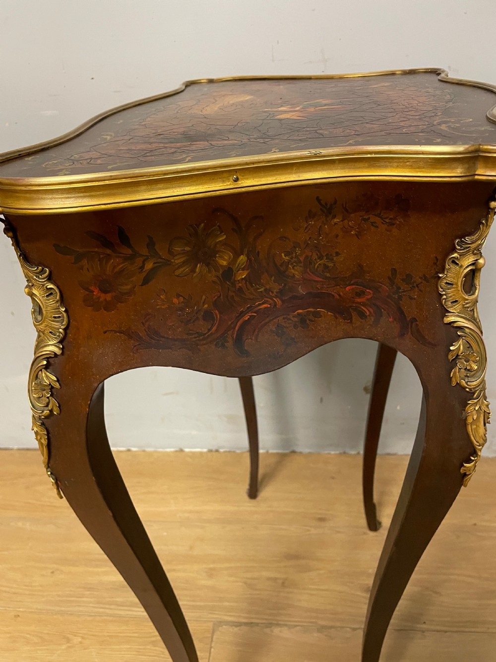 Edwardian Vernis Martin French side table with gilt mounts  View IX