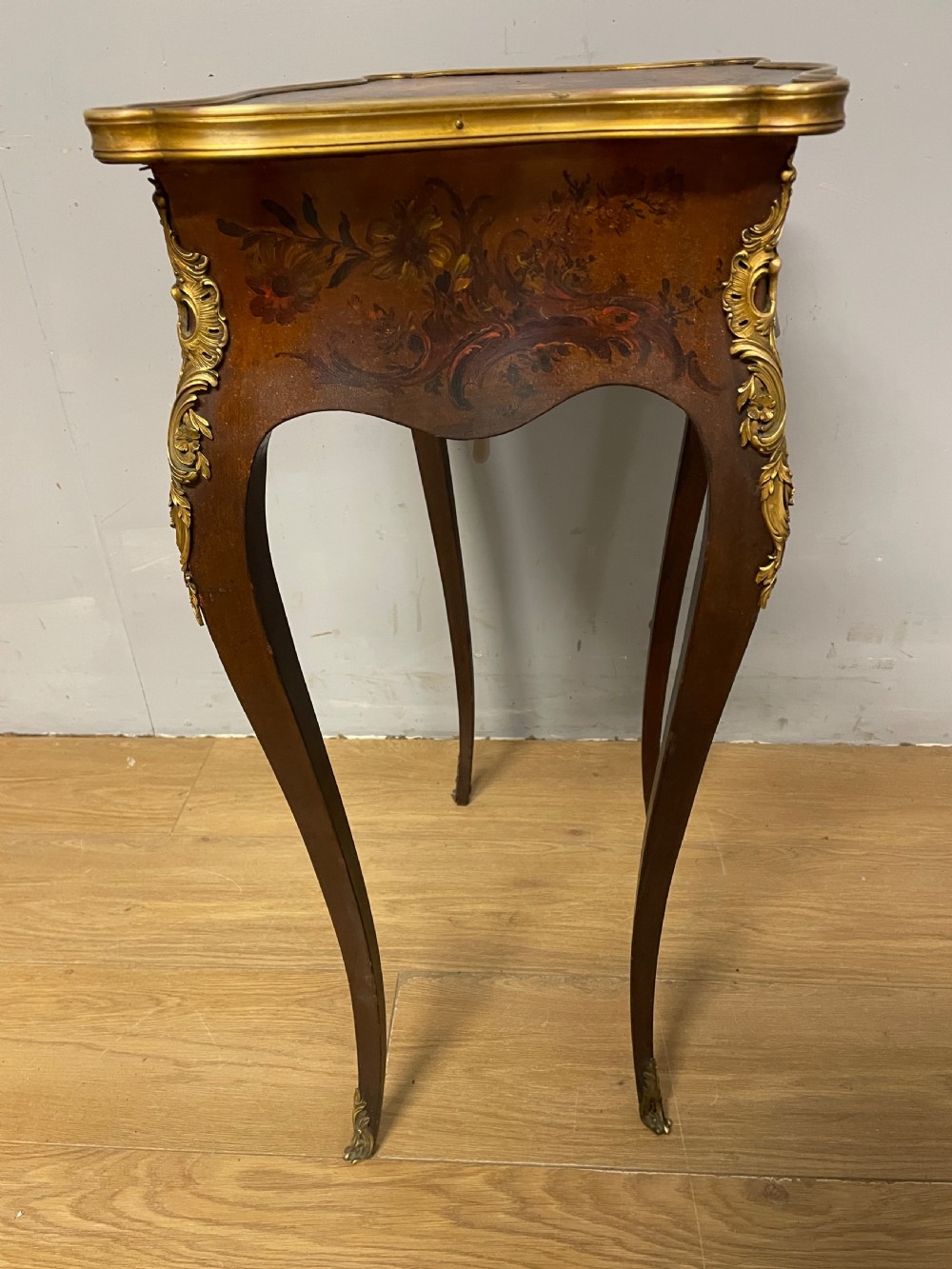 Edwardian Vernis Martin French side table with gilt mounts  View X