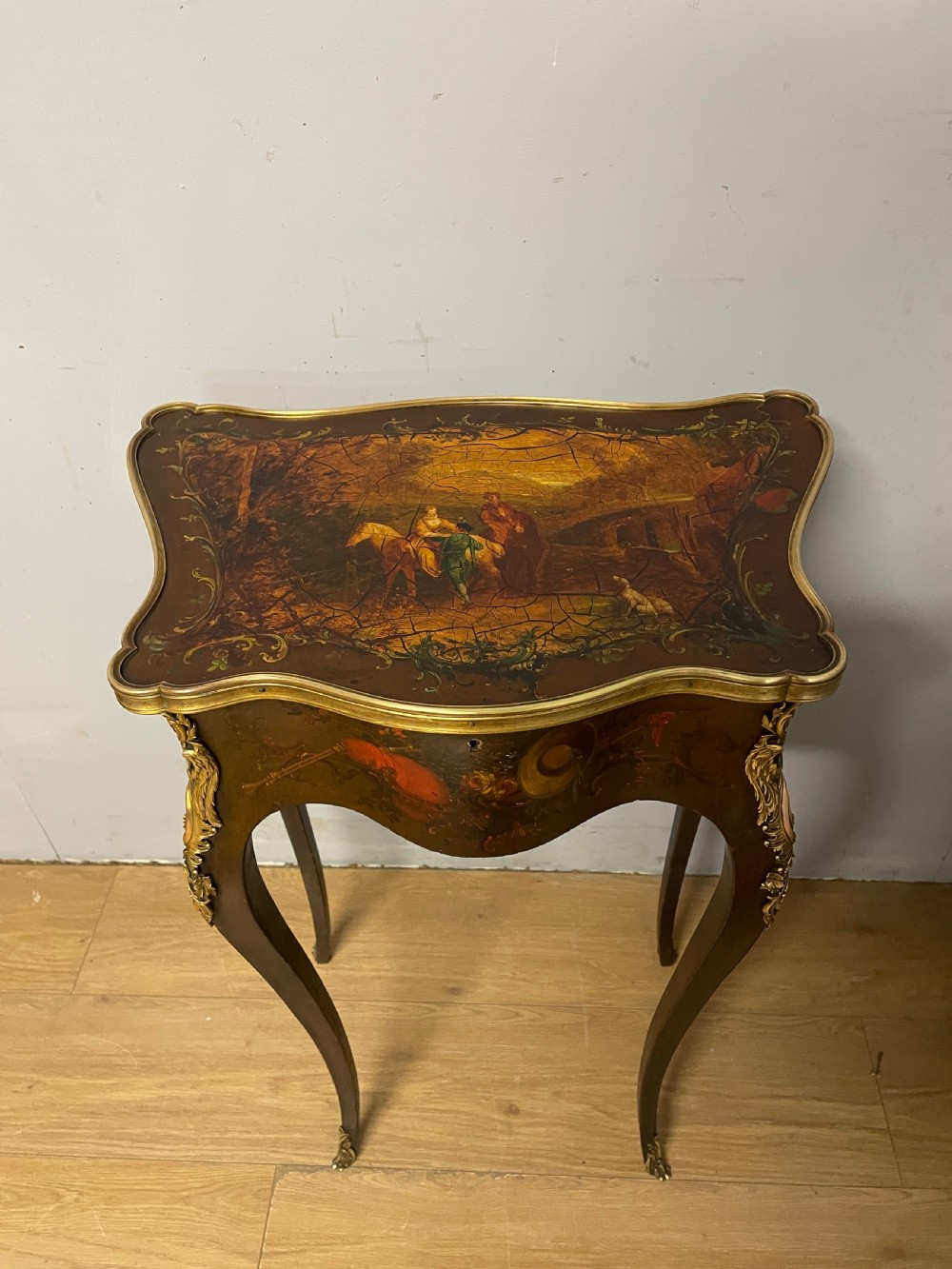 Edwardian Vernis Martin French side table with gilt mounts  View XIII