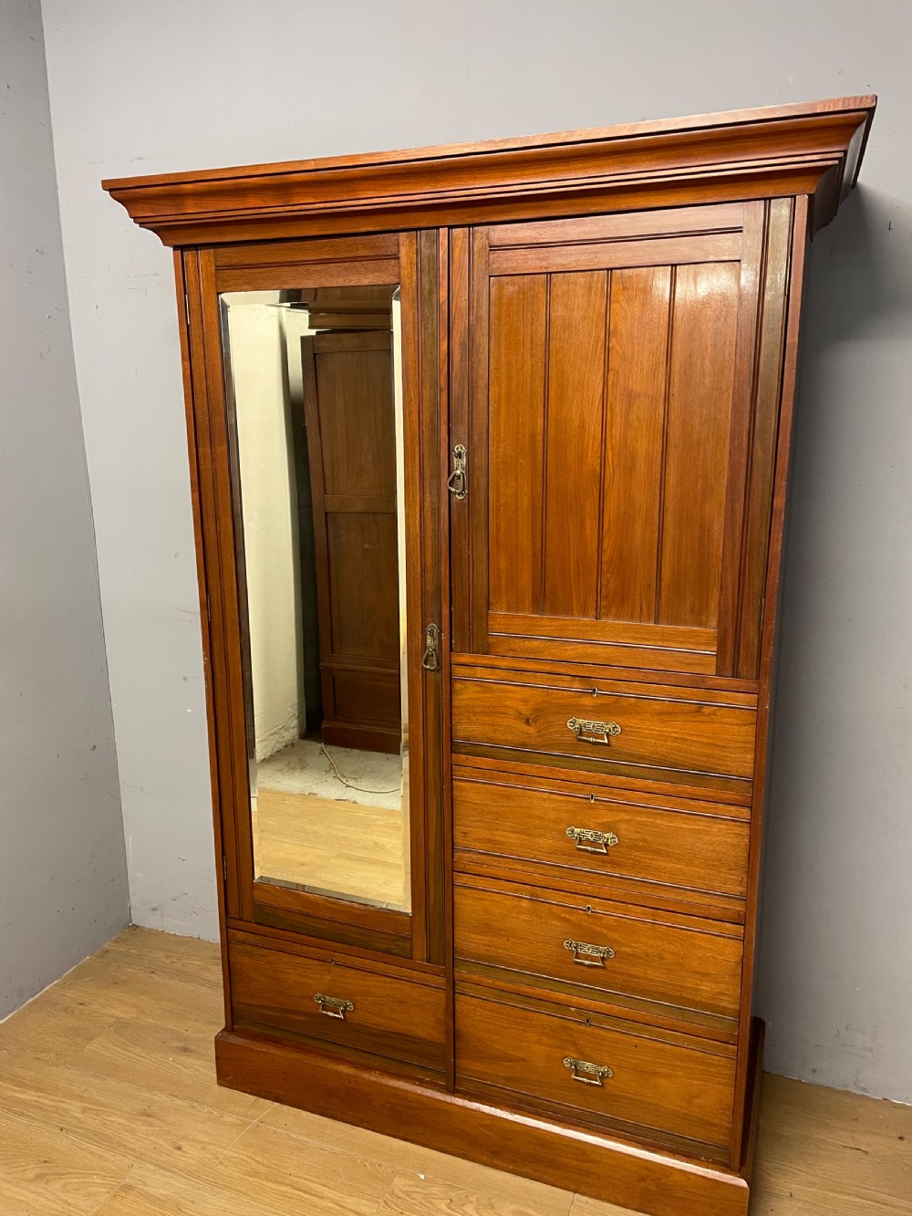 Late C19TH walnut compactum wardrobe in great original condition 