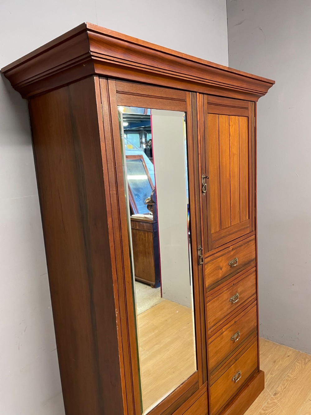 Late C19TH walnut compactum wardrobe in great original condition  View VI