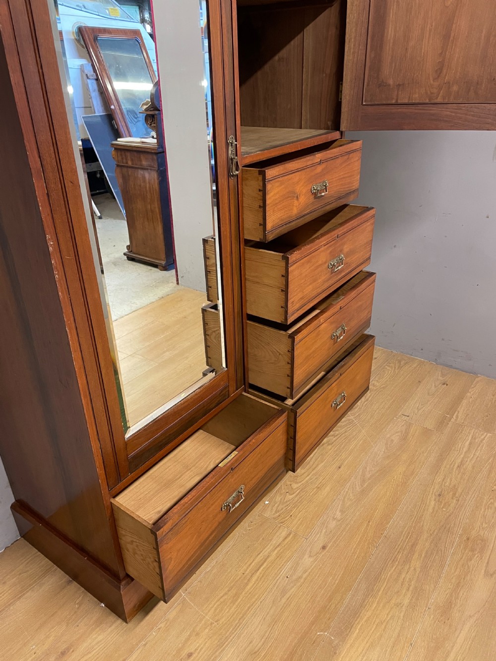 Late C19TH walnut compactum wardrobe in great original condition  View IX