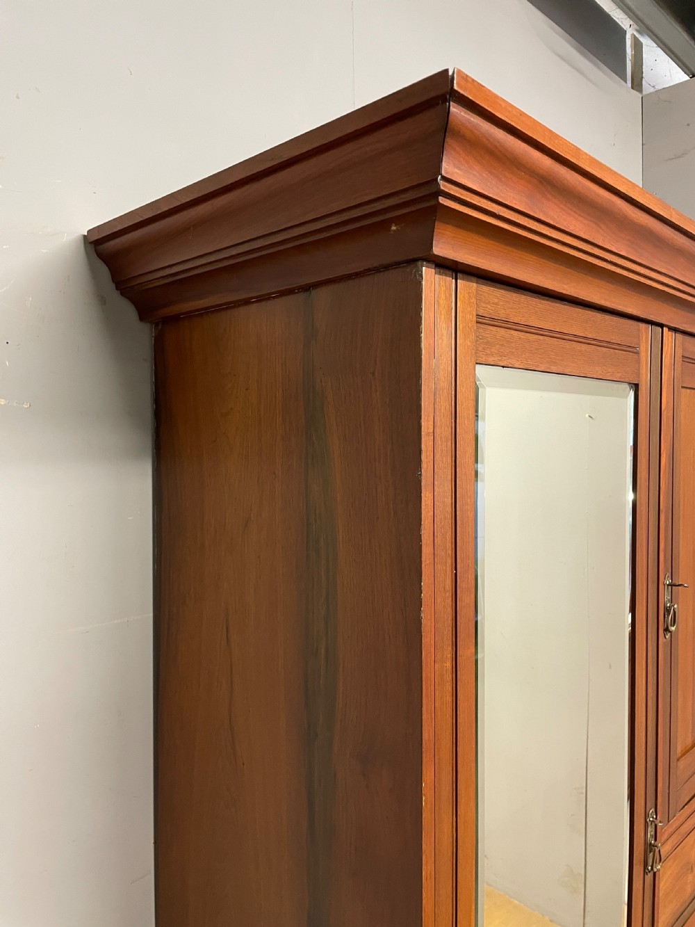 Late C19TH walnut compactum wardrobe in great original condition  View XI
