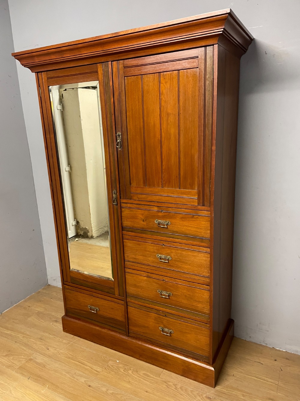 Late C19TH walnut compactum wardrobe in great original condition  View XIV