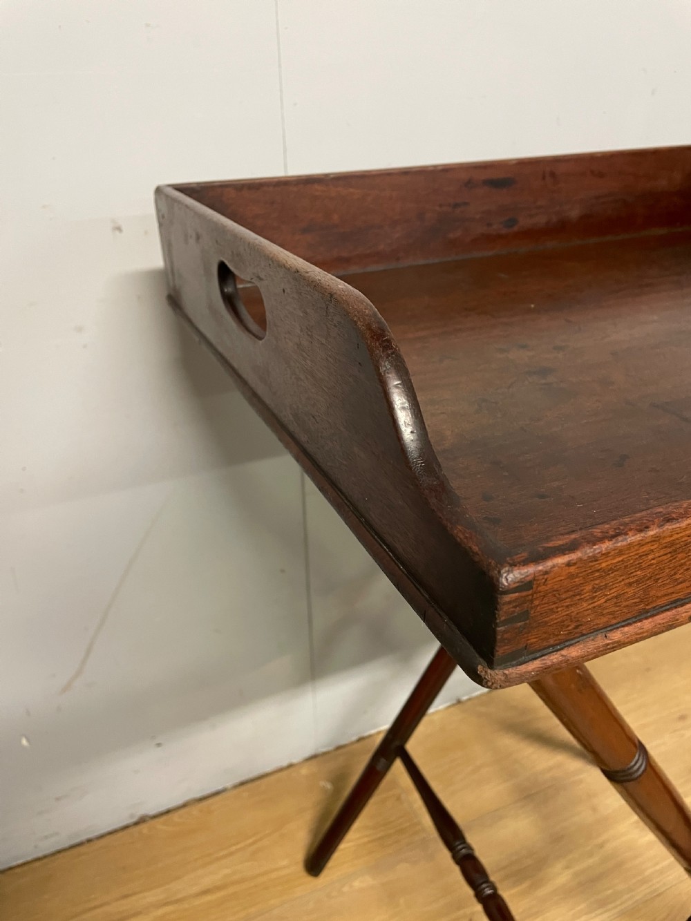 C19TH mahogany butlers tray on original stand  View V
