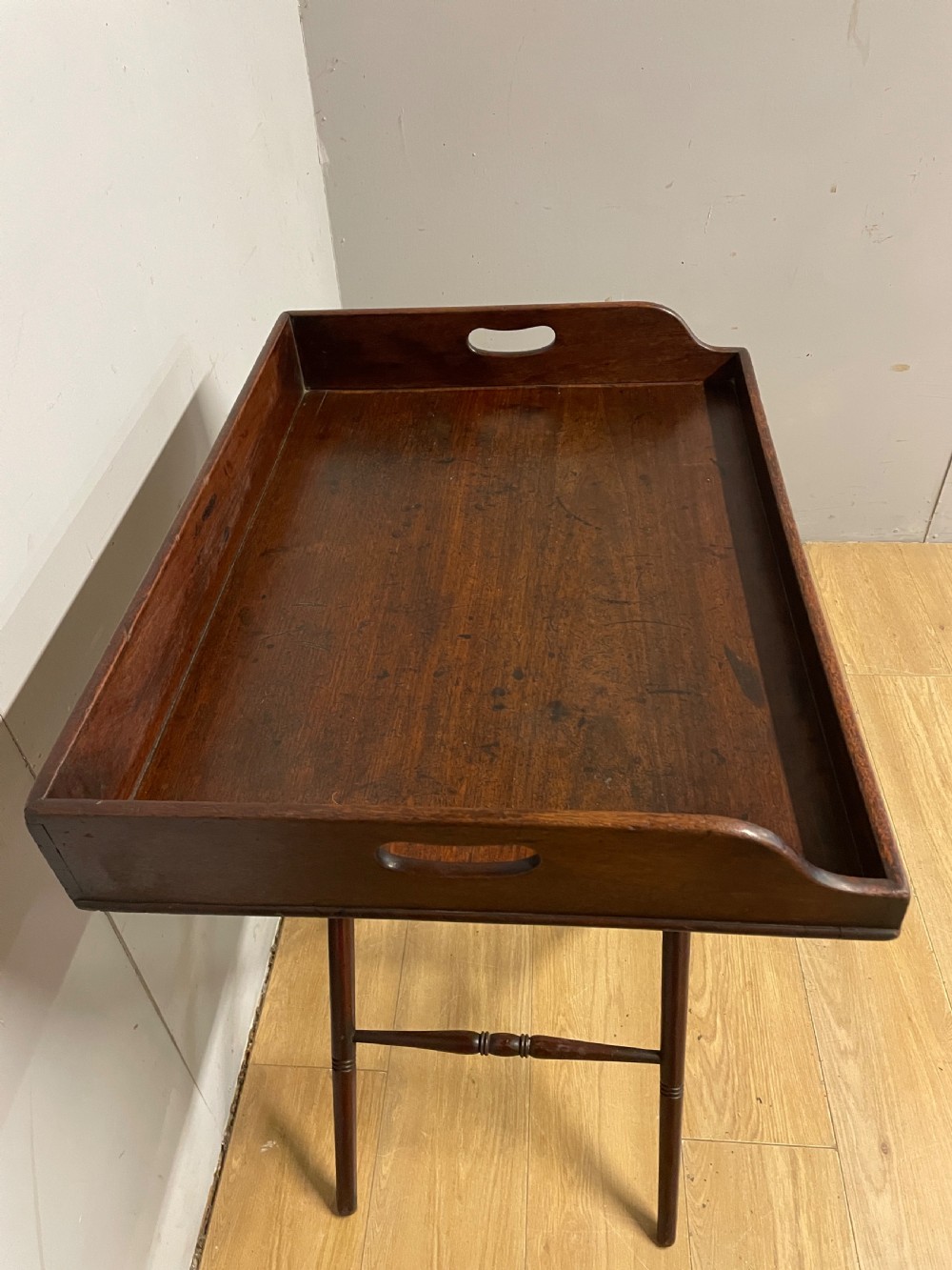 C19TH mahogany butlers tray on original stand  View VII