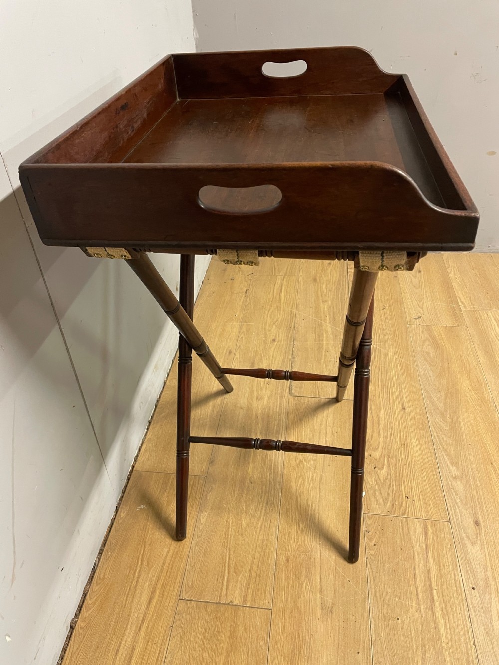 C19TH mahogany butlers tray on original stand  View VIII