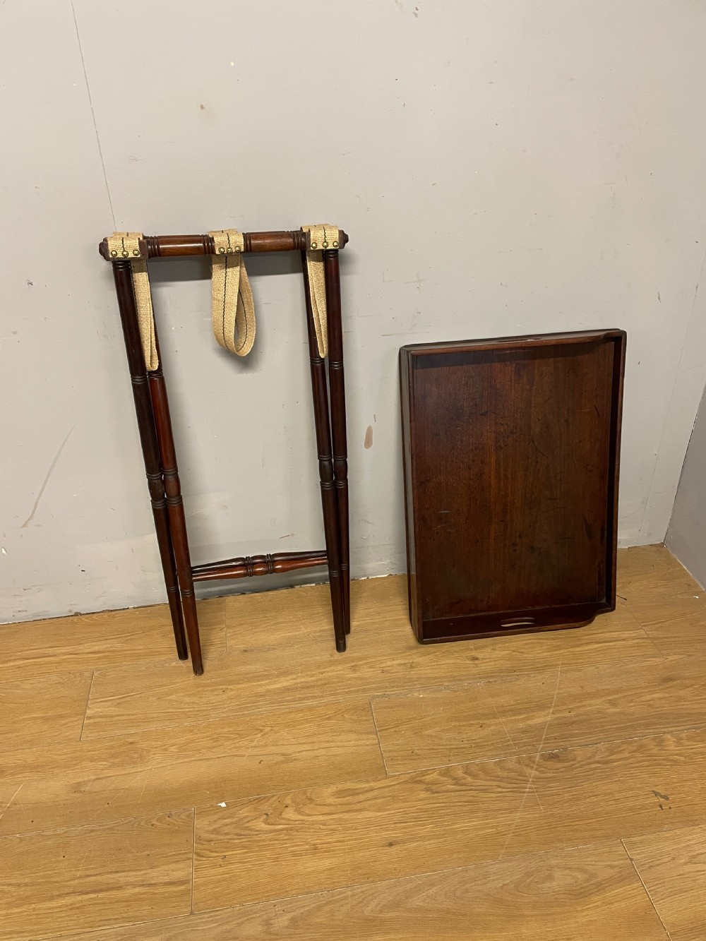 C19TH mahogany butlers tray on original stand  View XI