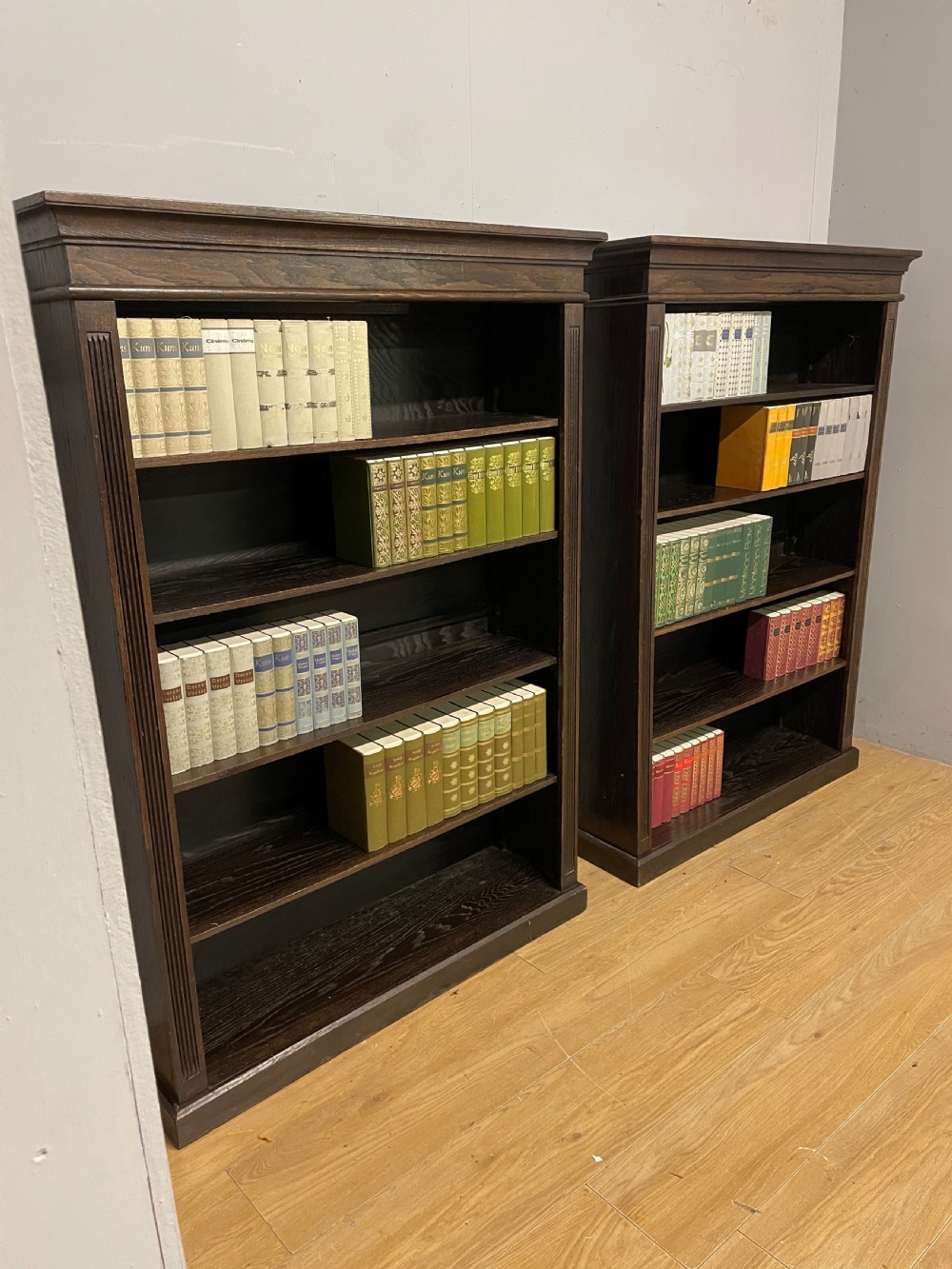 Pair of Edwardian oak freestanding bookcases circa1910 View II