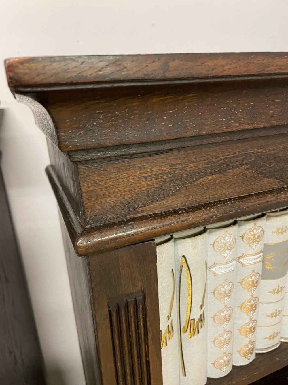 Pair of Edwardian oak freestanding bookcases circa1910 View VI