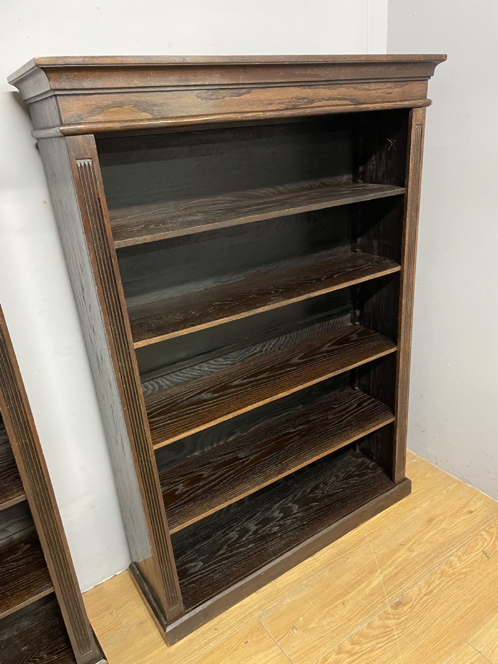 Pair of Edwardian oak freestanding bookcases circa1910 View IX