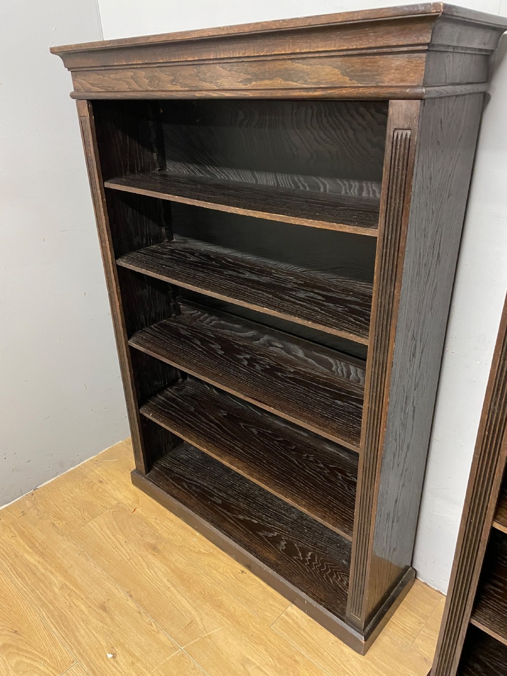 Pair of Edwardian oak freestanding bookcases circa1910 View XI