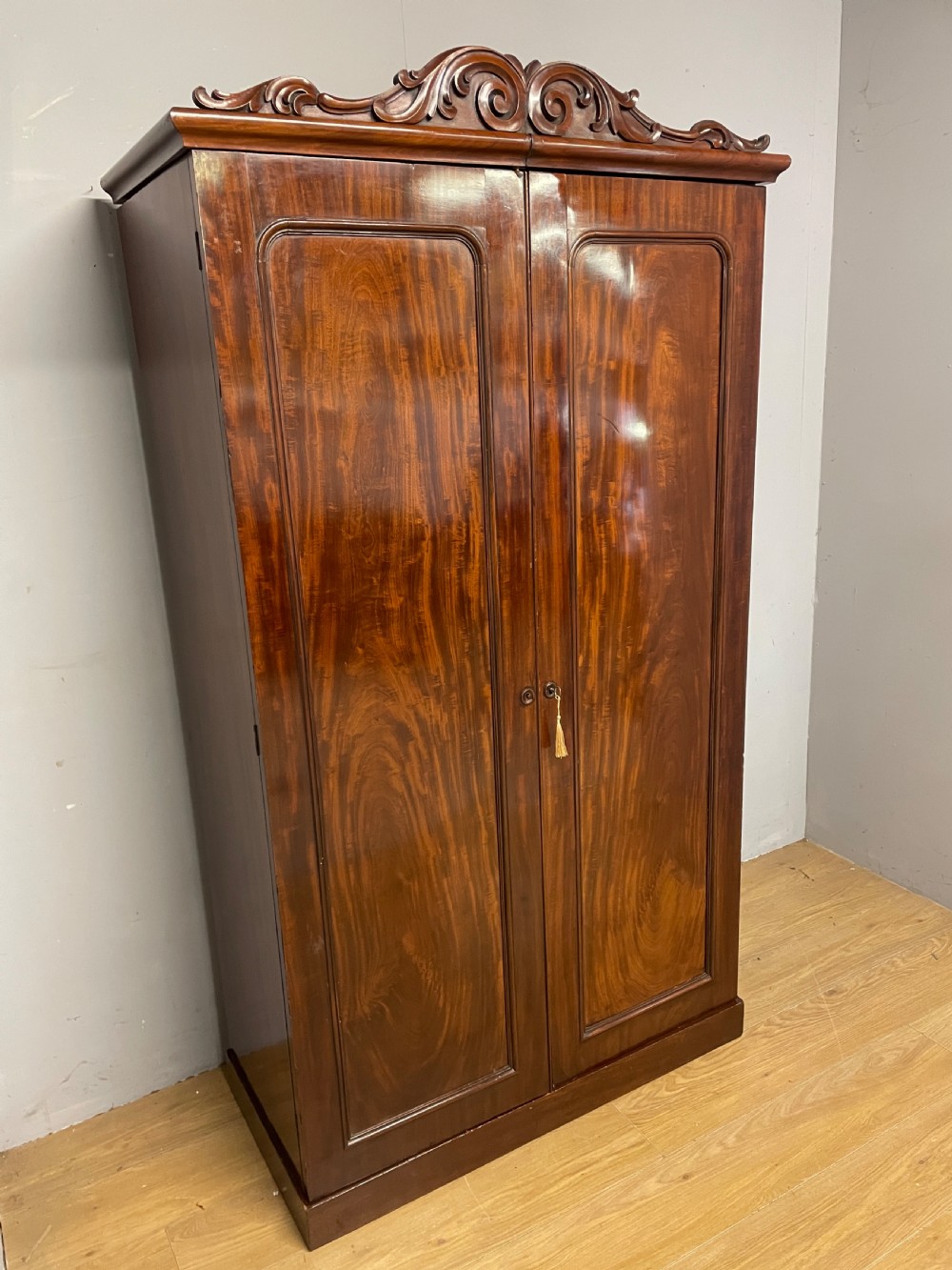 C19TH flame mahogany double wardrobe Superb colour and patina  View II