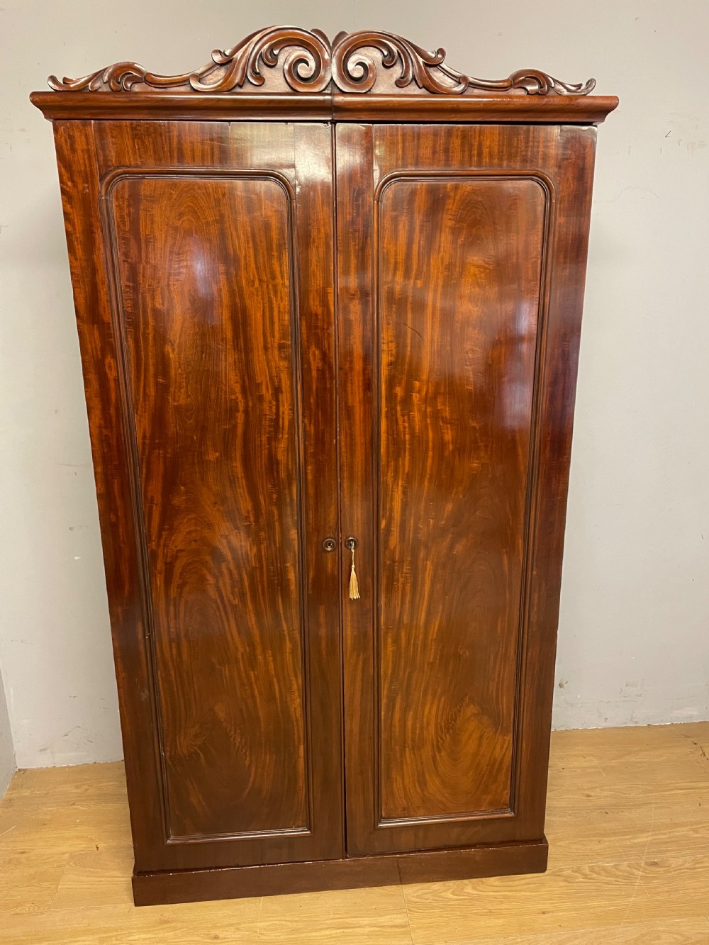 C19TH flame mahogany double wardrobe Superb colour and patina  View III