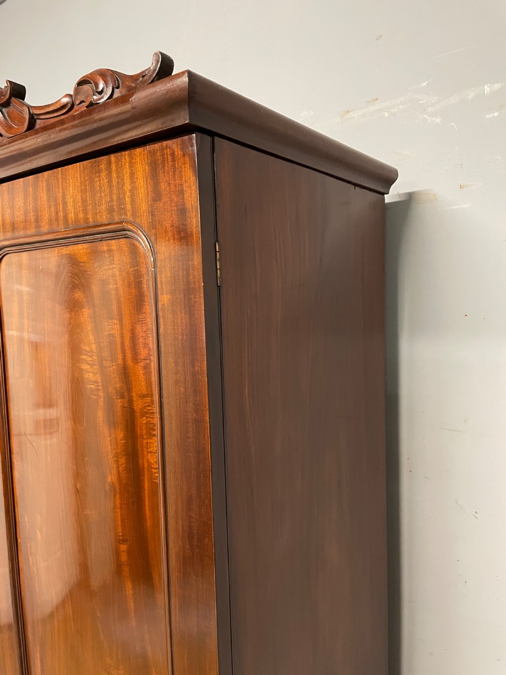 C19TH flame mahogany double wardrobe Superb colour and patina  View XI