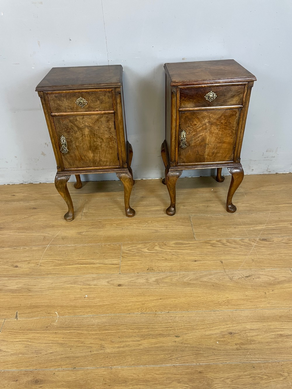 Pair of Art Deco burr walnut bedside cabinets  View III