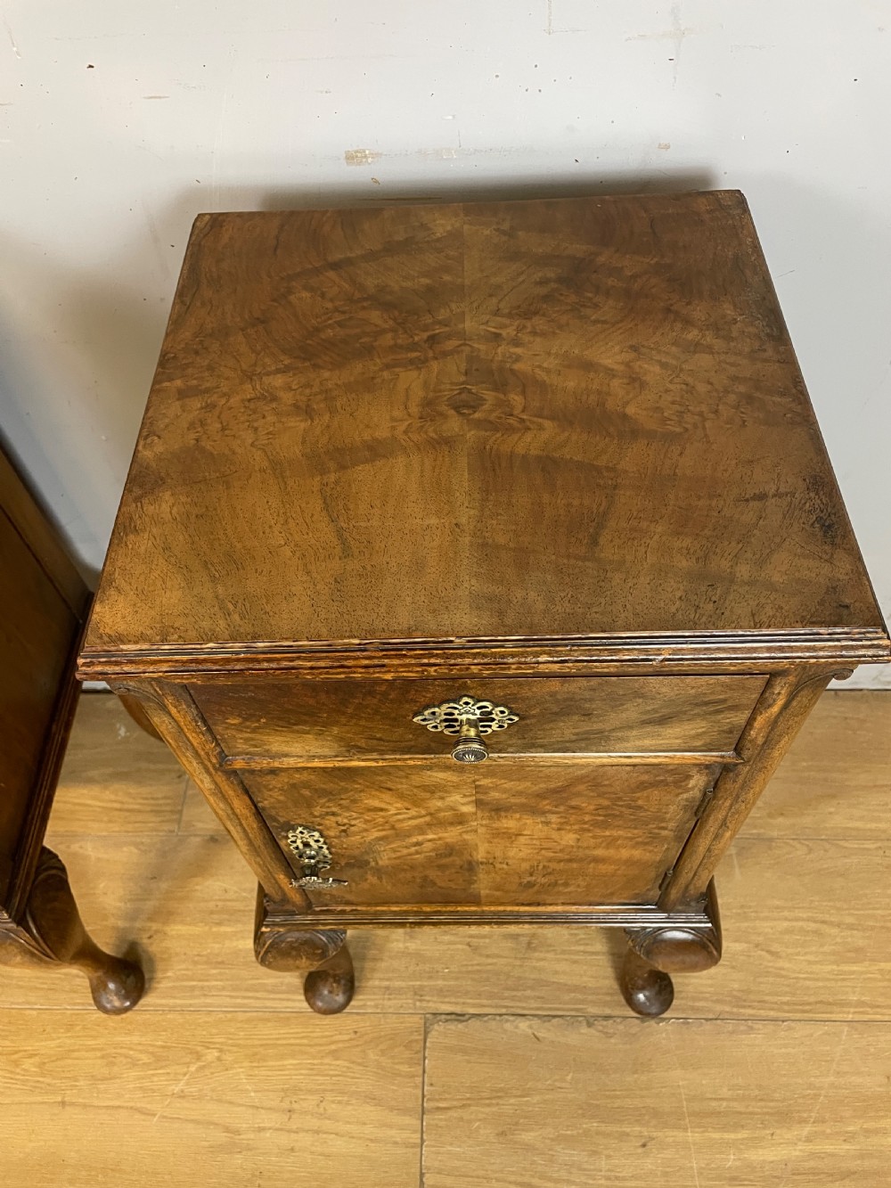 Pair of Art Deco burr walnut bedside cabinets  View V