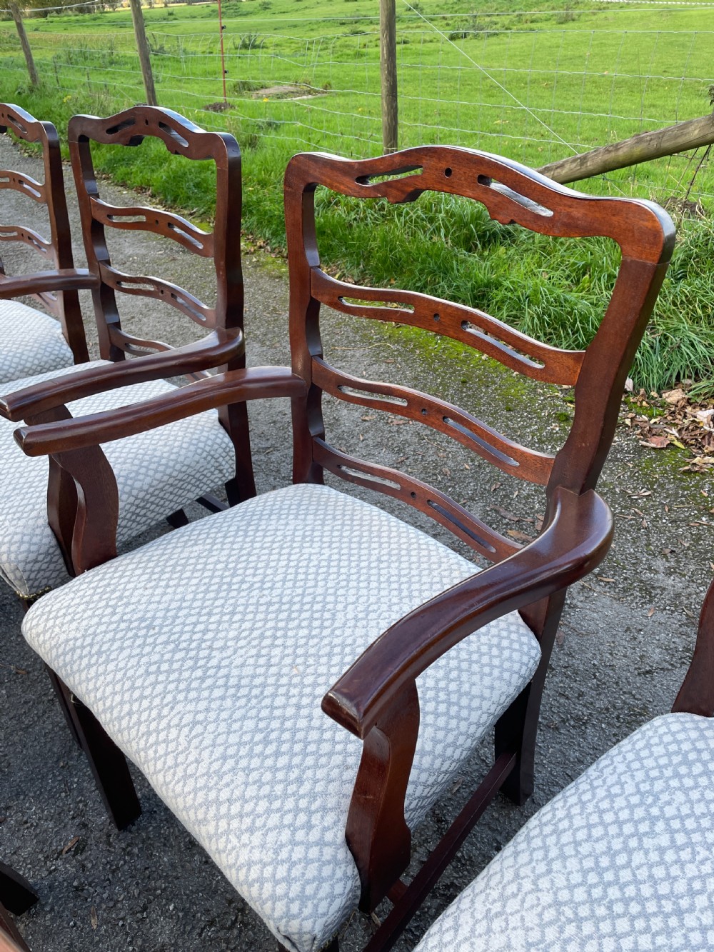 Great quality set of 10 Hepplewhite style mahogany dining chairs circa 1920 View VI