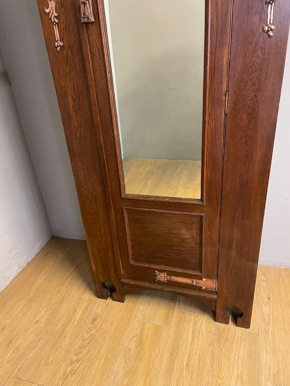 London made Arts and Crafts oak hall robe in the style of Liberty  View II