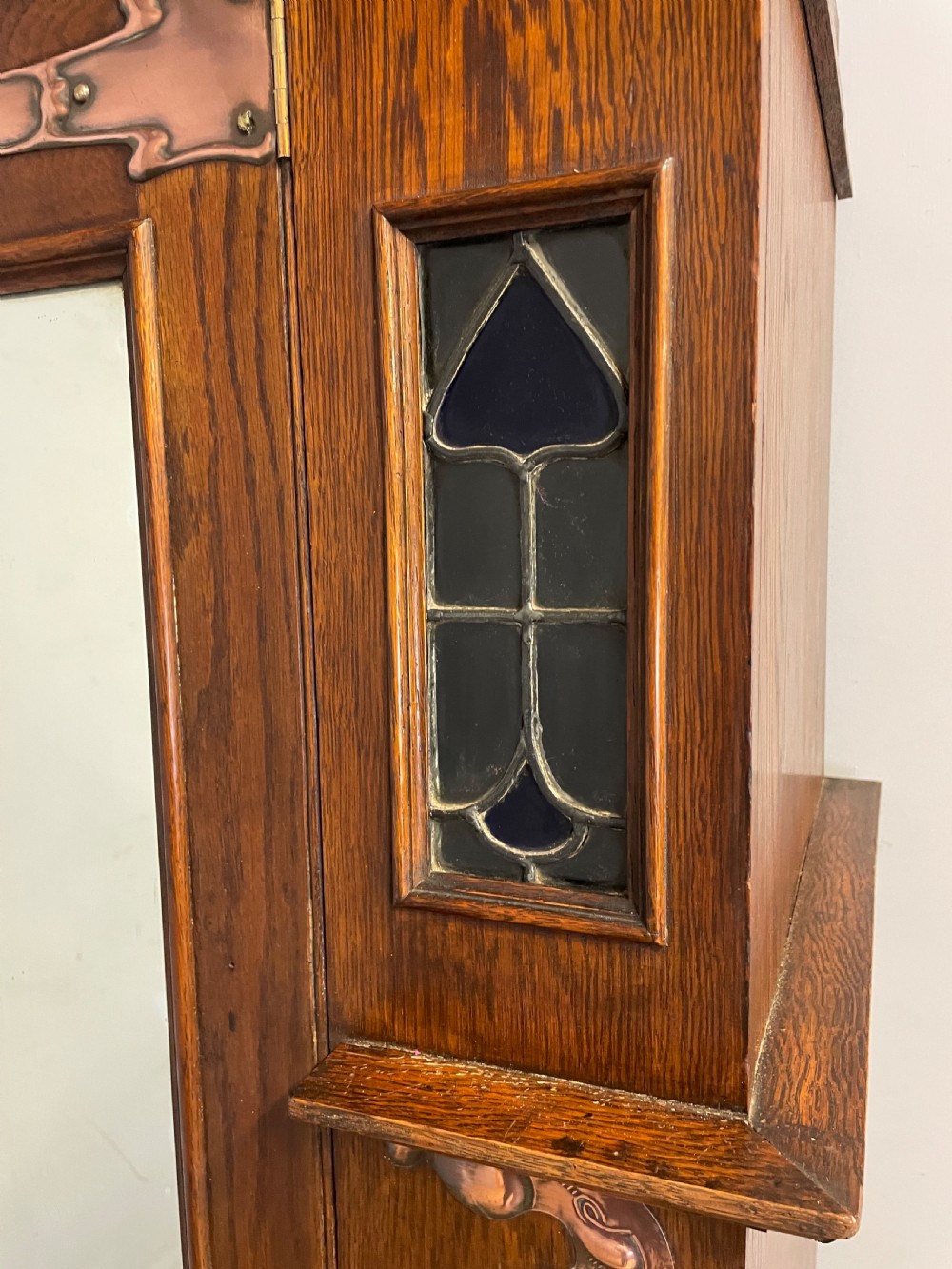 London made Arts and Crafts oak hall robe in the style of Liberty  View V