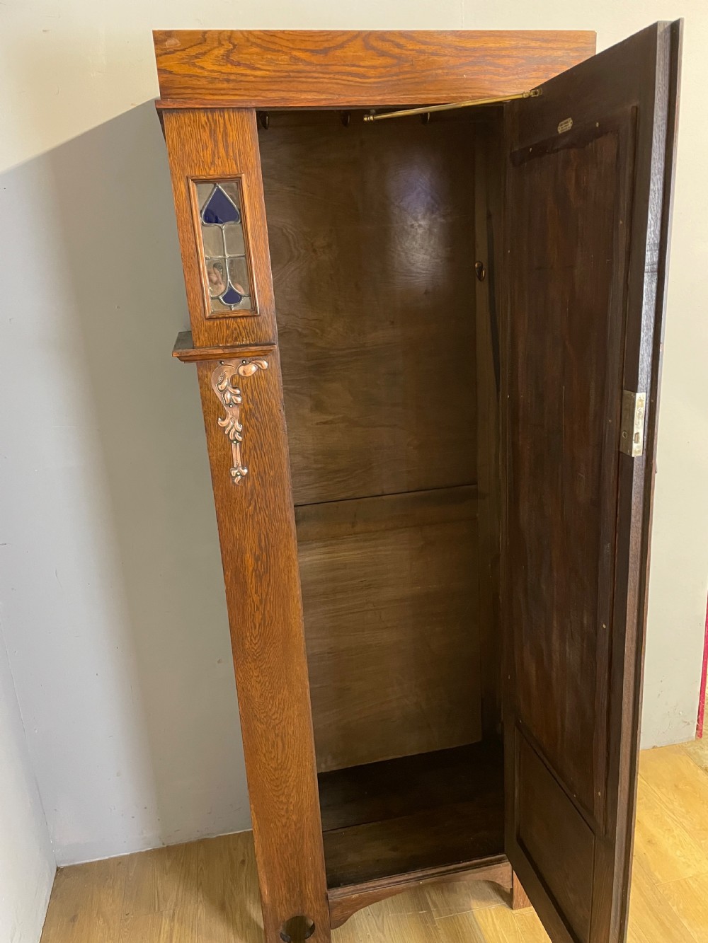 London made Arts and Crafts oak hall robe in the style of Liberty  View VIII