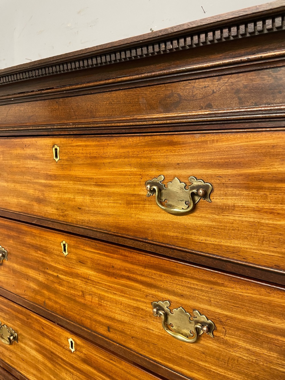 Georgian flame mahogany chest on chest circa 1790 View V