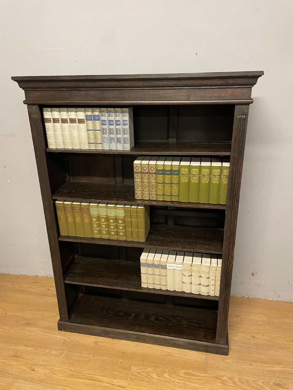 Edwardian solid oak freestanding bookcase 