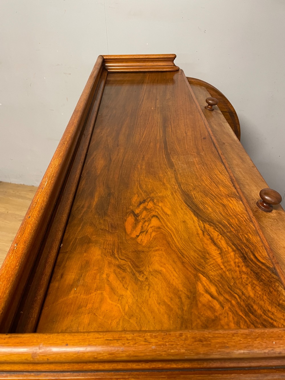 C19TH London made walnut twin pedestal cylinder desk Superb quality View XX