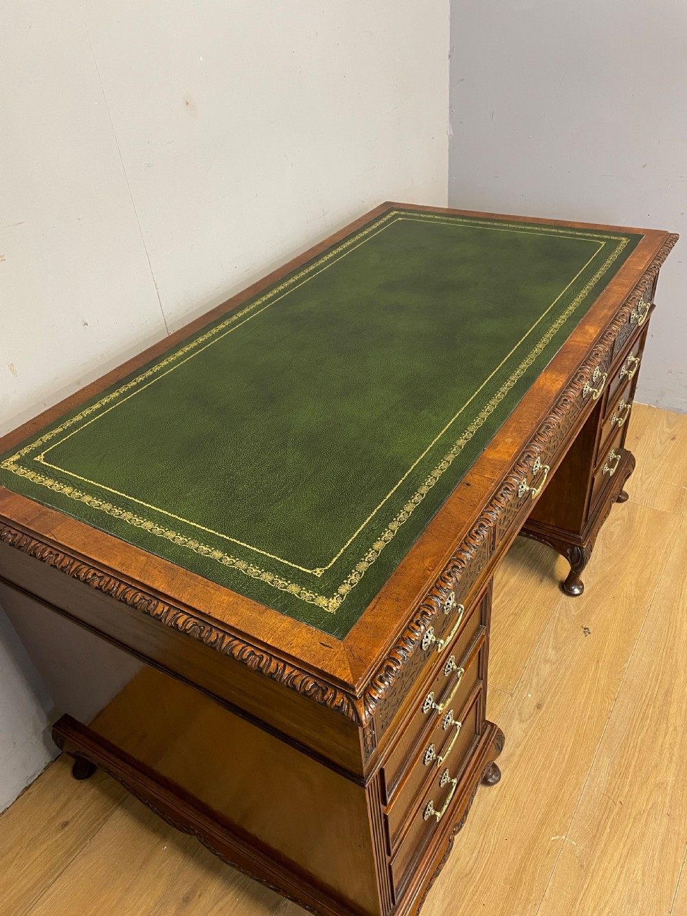 Late C19th Chippendale style mahogany three part desk  View V