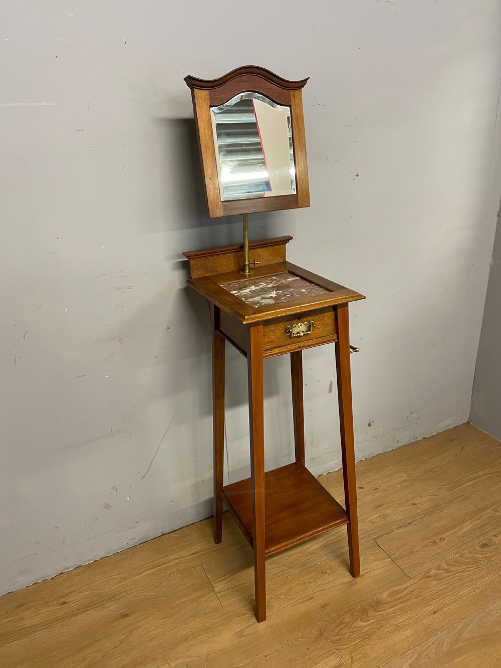 Arts and Crafts mahogany marble topped shaving stand 