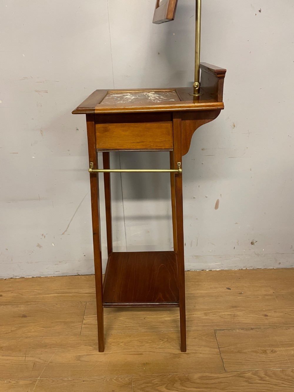 Arts and Crafts mahogany marble topped shaving stand  View IX