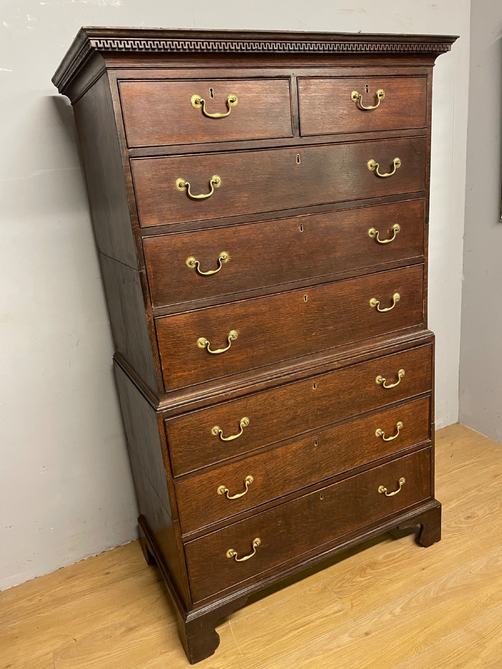 C18th oak chest on chest in original condition circa 1770 View III