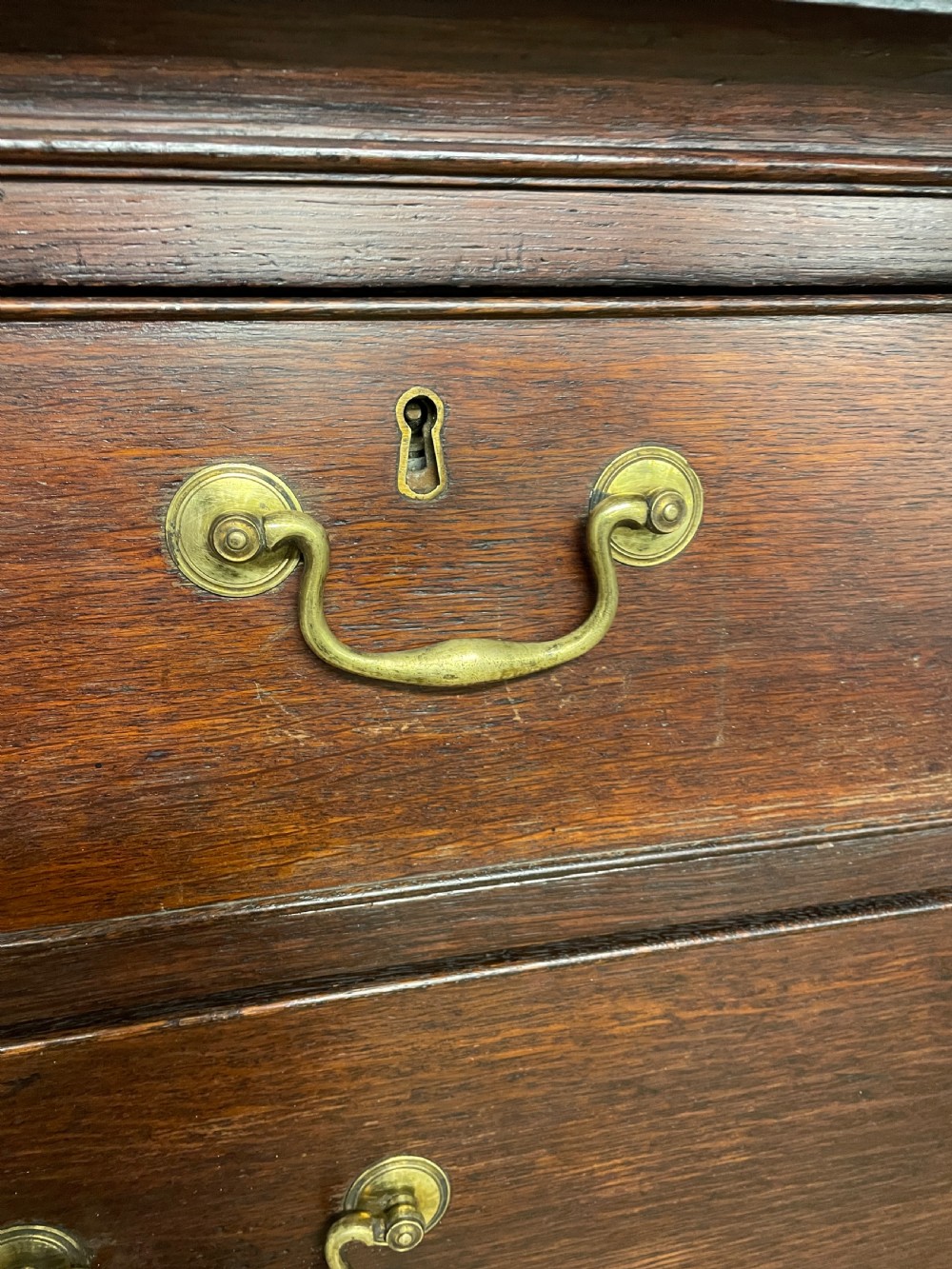 C18th oak chest on chest in original condition circa 1770 View IV