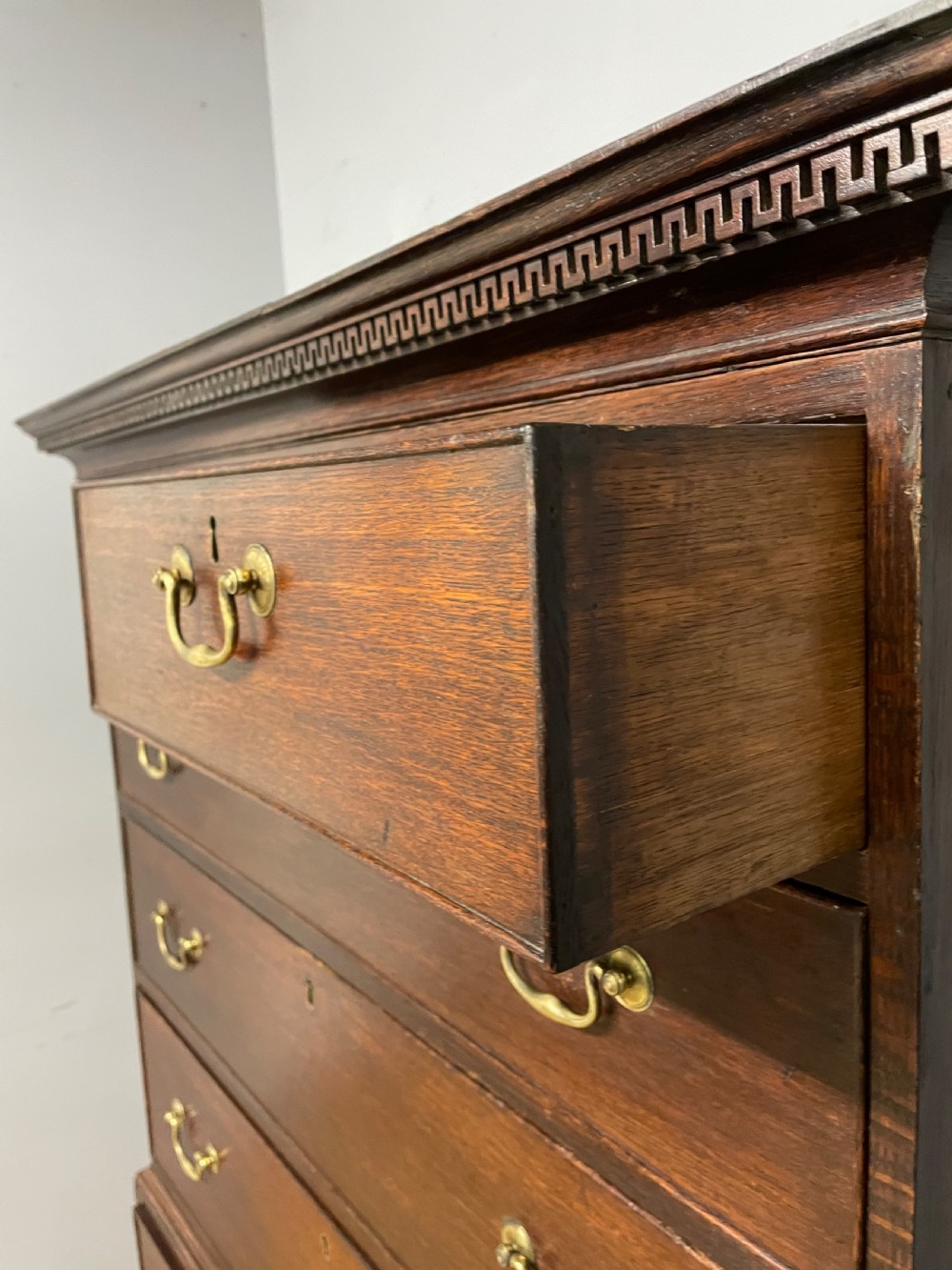 C18th oak chest on chest in original condition circa 1770 View V