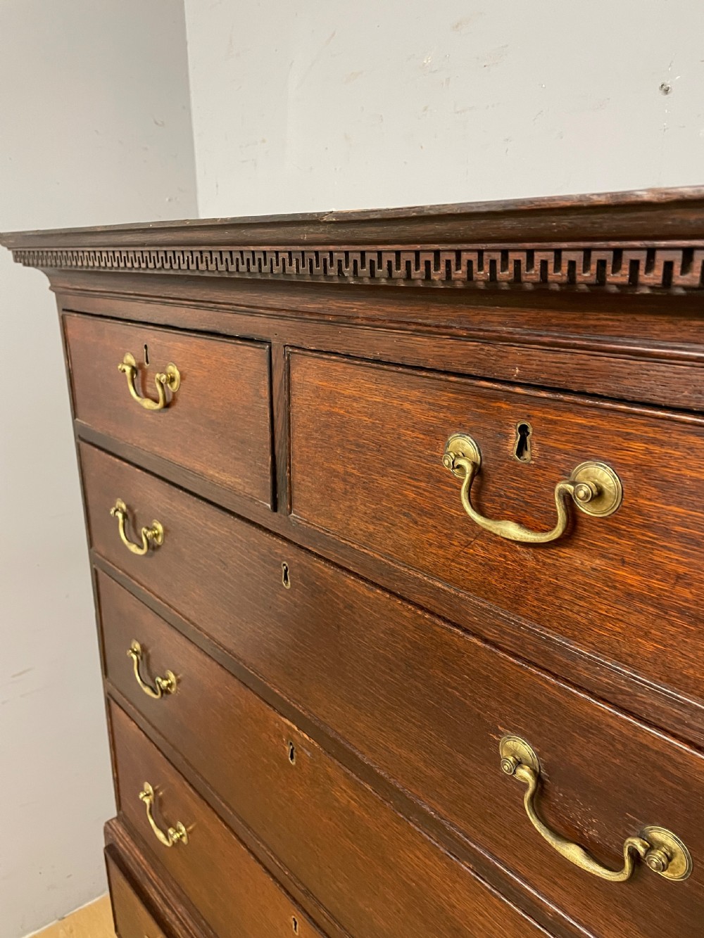 C18th oak chest on chest in original condition circa 1770 View VII