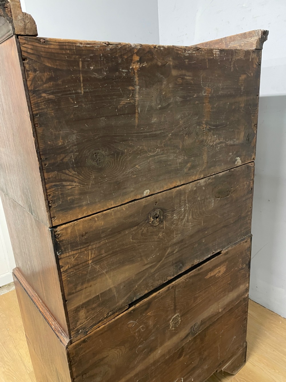 C18th oak chest on chest in original condition circa 1770 View IX