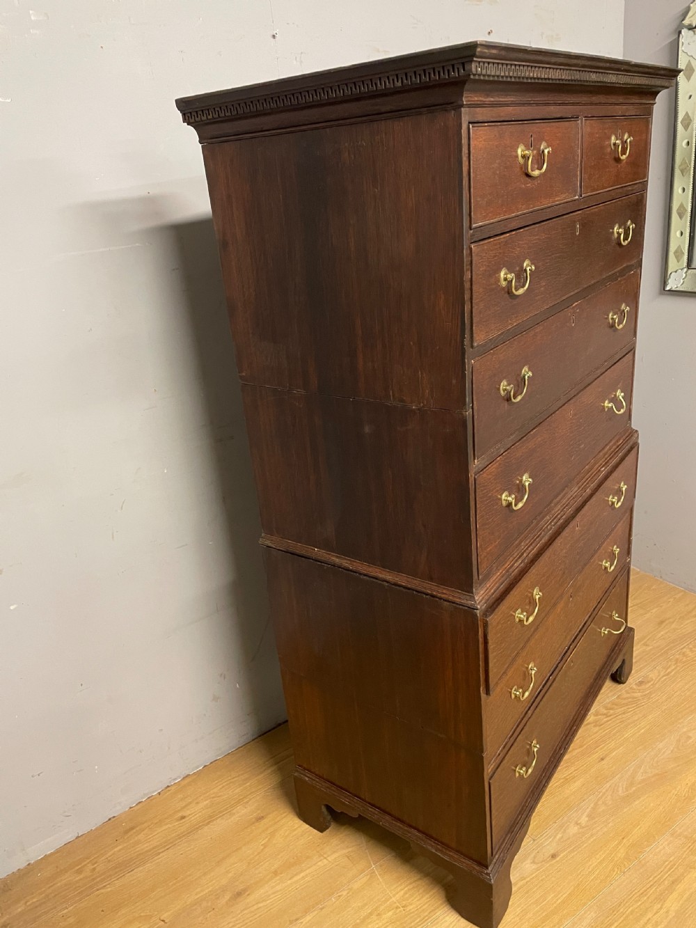 C18th oak chest on chest in original condition circa 1770 View X