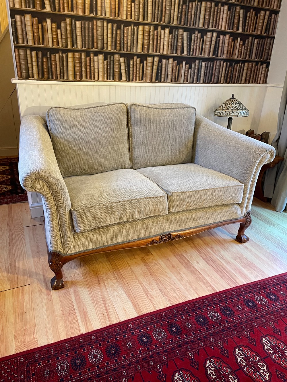 Two seater Chippendale style country house sofa circa 1930