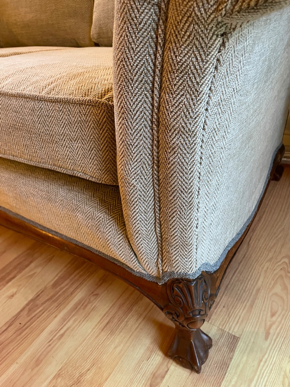 Two seater Chippendale style country house sofa circa 1930 View XII