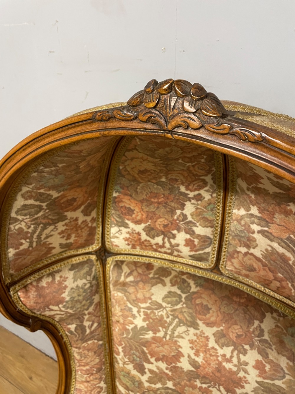 Antique French walnut framed porters chair circa 1900  View IV