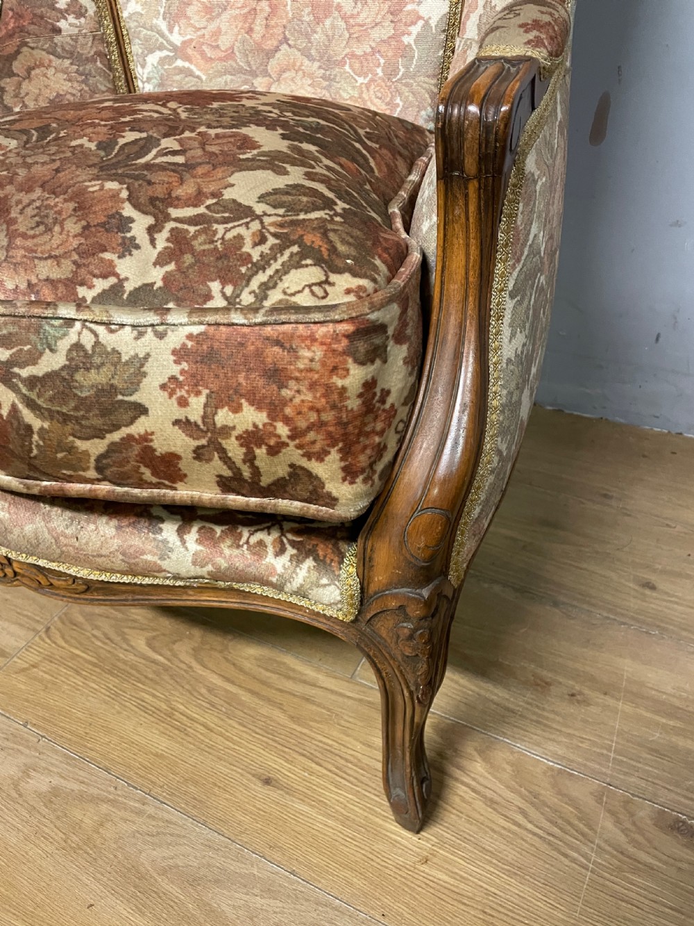 Antique French walnut framed porters chair circa 1900  View V