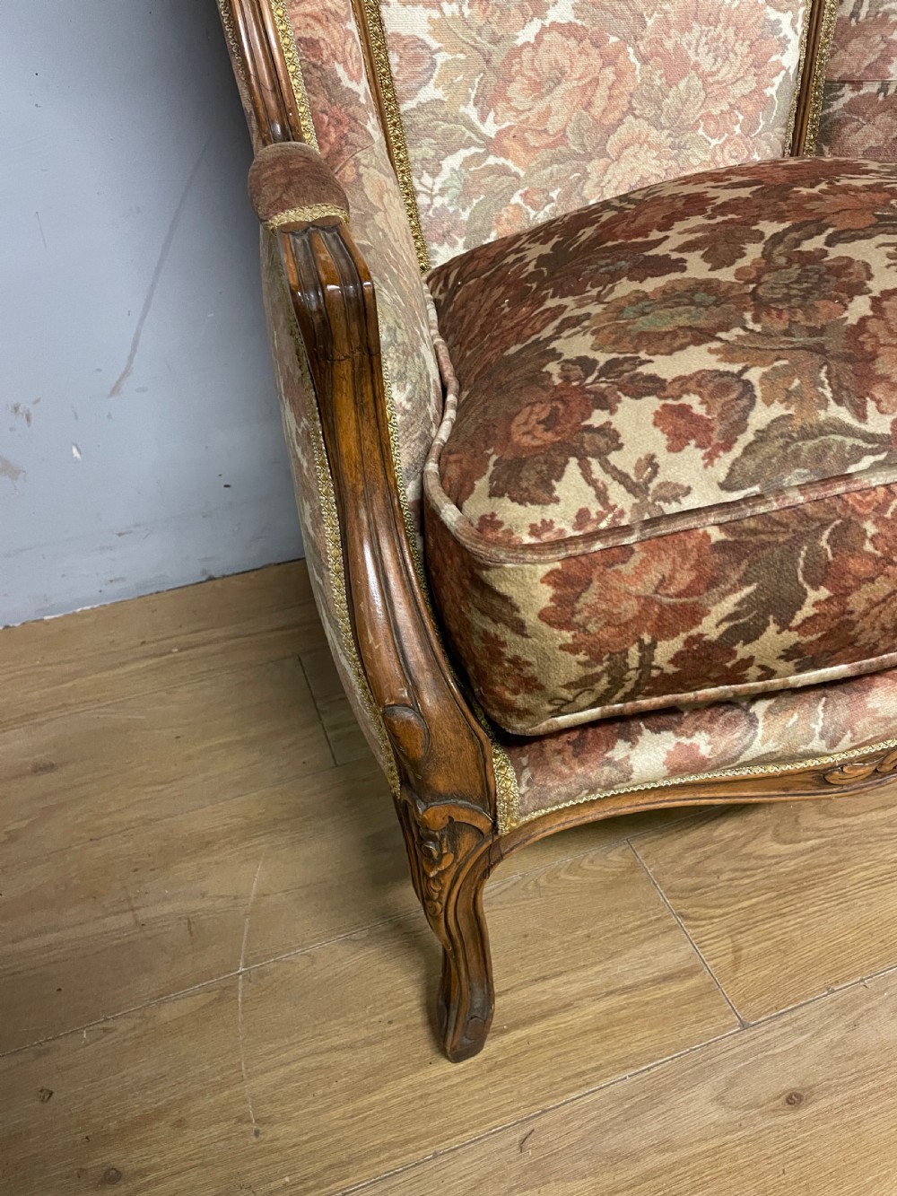 Antique French walnut framed porters chair circa 1900  View VI