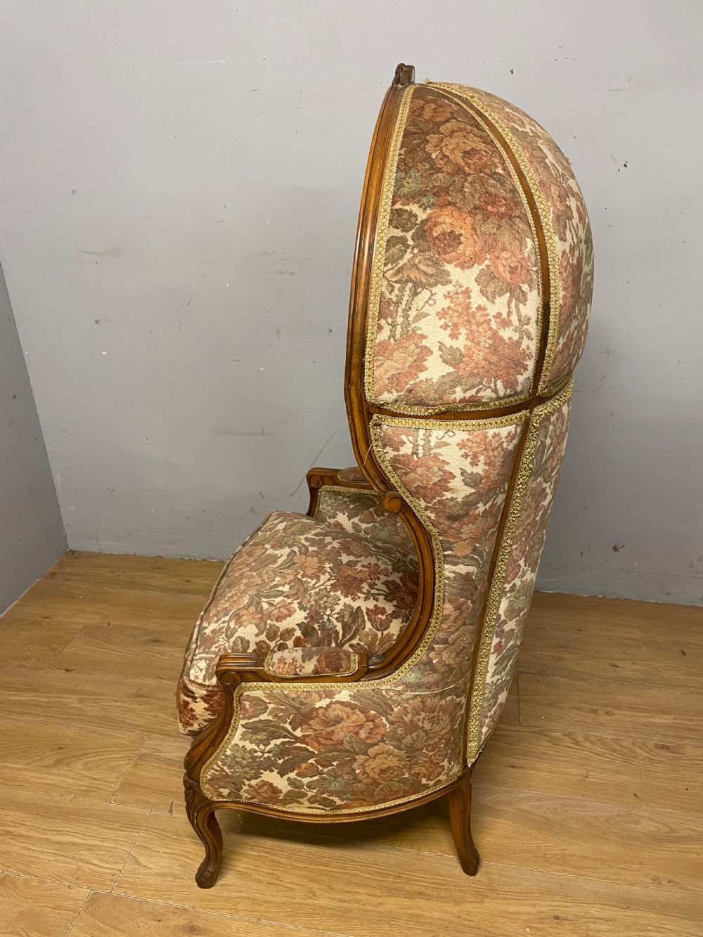 Antique French walnut framed porters chair circa 1900  View IX