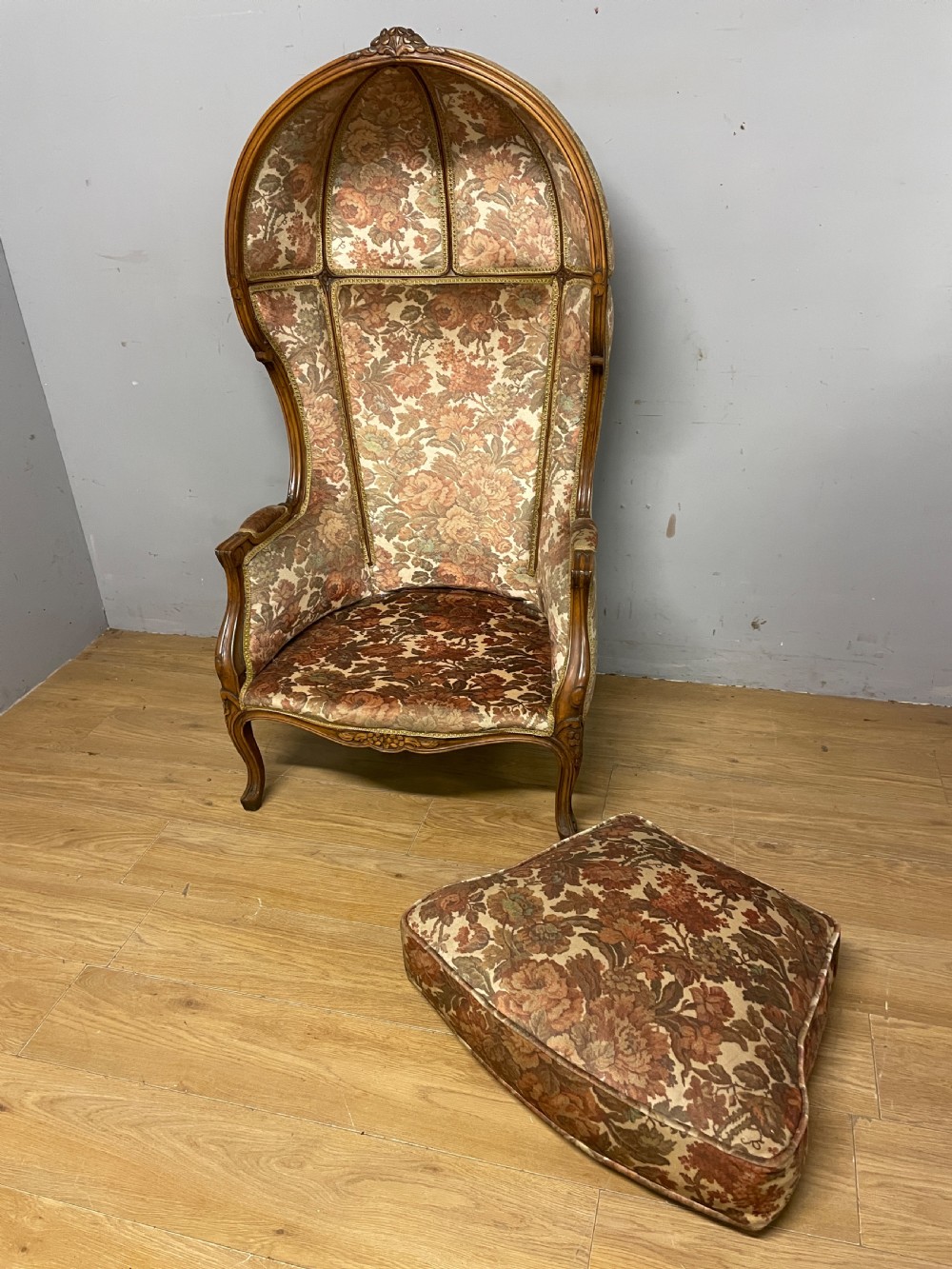 Antique French walnut framed porters chair circa 1900  View X