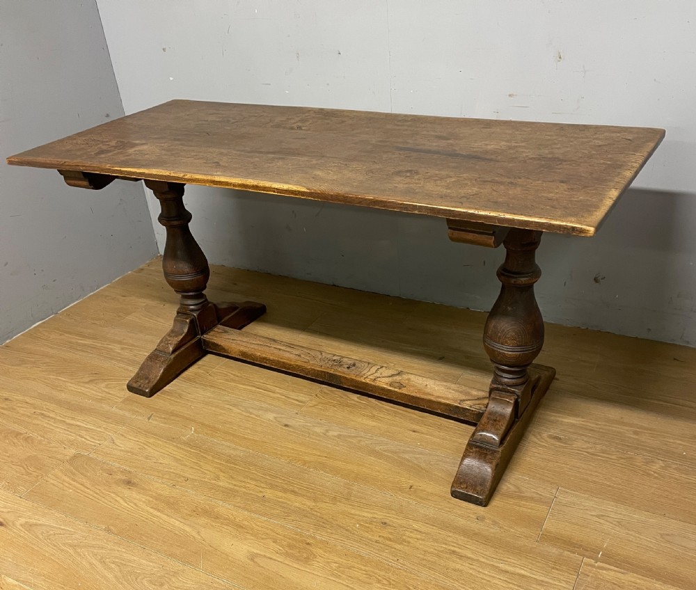 Arts and Crafts six seater oak refectory table 