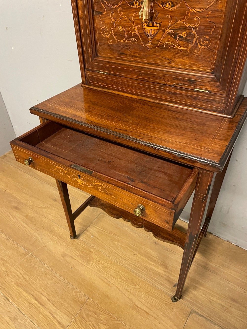 Late C19TH Sheraton revival inlaid rosewood writing desk  View VI