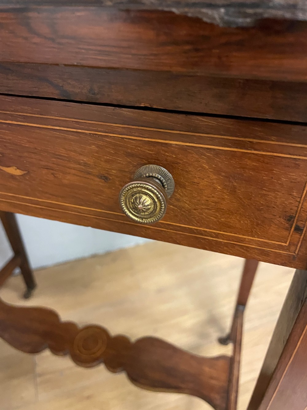 Late C19TH Sheraton revival inlaid rosewood writing desk  View VIII