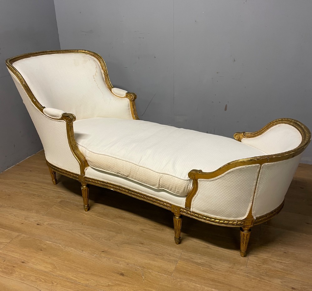 C19th gilt framed French double ended day bed for reupholstery 