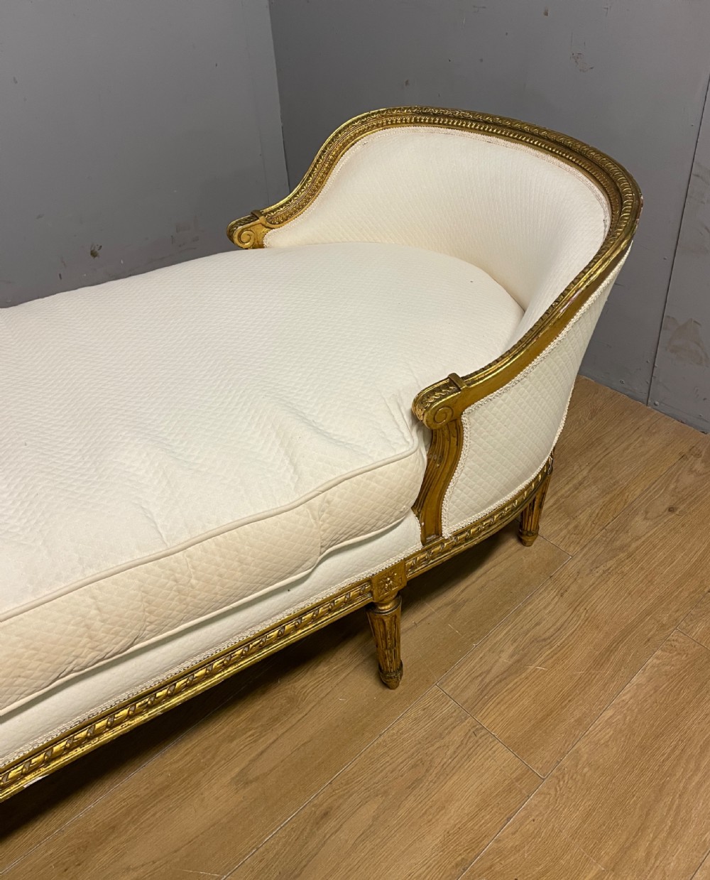 C19th gilt framed French double ended day bed for reupholstery  View II